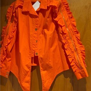 Orange tie up shirt